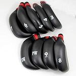 A Set of Rubber Golf Iron Clubs Club Head Cover Case Protection 3-SW (9 pcs)