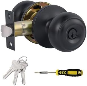 Black Door Knobs with Lock and Keys, Interior/Exterior Door Knob for Bedroom or Bathroom, Entry Door Lock for Front Door by Lanwandeng