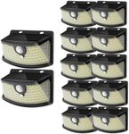 Aootek New Solar Motion Sensor Lights 120 LEDs with Lights Reflector,270° Wide Angle, IP65 Waterproof, Step Lights for Front Door, Yard, Garage, Deck (Black, Daylight White, 10-Pack)