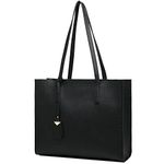 MORGLOVE Women's Tote Bag Large Handbag Soft Leather Simple Shoulder Bag with Zipper for School Work Leisure (A-Black)