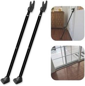 SECURITYMAN 2-in-1 Door Security Bar & Sliding Patio Door Security Bar (2 Pack) via Interchangeable Caps - Heavy Duty Iron Construction Door Stoppers for Home, Apartment, Travel Hotel - Black