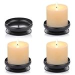 Pcs of 4 Spike Candle Holder Iron Candle Plate Pillar Candle Holder, Black, Decorative Iron Pillar Candle Plate, 9cm Diameter Pedestal Candle Stand for LED & Wax Candles, Incense Cones, Spa, Weddings