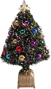 HOLIDAY PEAK Northwoods Greenery Fiber Optic Christmas Tree with Ball Ornaments, 32-in. Tall