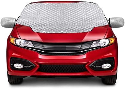 Gintenco Car Windshield Snow Cover, Frost Ice Windscreen Covers with Magnetic Edges, 4 Layers Thickness Snow Protector Covers with Side Mirrors Cover Easy to Use for Car SUV CRV Trucks (L 62 * 50")