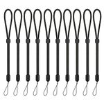 Hukado Adjustable Hand Wrist Straps Lanyard, (10 Pack) 9.5 inches Nylon Lanyard with Movable Button for Phone, Camera, GoPro, PSP, Flashlight, Keychains, USB Flash Drives and More Device, Black