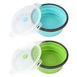 2 Pack Collapsible Dog Bowls, Silicone Travel Dog Bowls Portable Dog Food Bowls with Lids Pet Feeders Collapsible Water Cup Cat Bowl Dish for Camping Traveling Walking, 17 oz 500ml