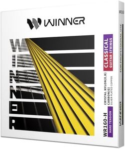 W WINNER Classical Guitar Strings – Silver Plated Hybrid Nylon-Carbon Core, Bright Clear Tone, Pure Sustain, 6 String Set for Nylon Guitar, WR160 Hard Tension