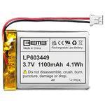 EEMB 3.7V 1100mAh 603449 Lipo Battery Rechargeable Lithium Polymer ion Battery Pack with JST Connector.Make Sure Device Polarity Matches with Battery Before Purchase!!!