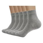 Bamboo Ankle High Sock Lightweight Men Sock Thin Breathable Anti Odor Cool Dry Sock 5 Pairs (Large,Grey)