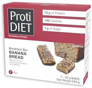 ProtiDiet Protein Bar - Banana Bread (7/Box) - High Protein 15g - Low Calorie - High Fiber