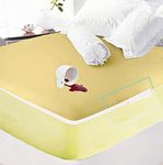 Trance Home Linen Zippered Chain Cotton Waterproof Mattress Protector|Dust Mite Proof, Bed Bug Protection Bed Cover for Queen Bed Size with 6 inch Thick (78 x 60 x 6 inches, Ivory Yellow)