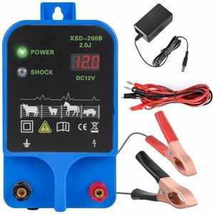 2 Joules Electric Fence Charger,10-20km Electric Fence Charger for Livestock,3 Mode Power Supply,10.5kV Fence Energizer for Wildlife Prevention, Farm,Garden