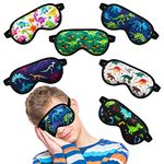 Eurzom 6 Pieces Kids Shark Dinosaur Sleep Mask Soft Satin Eye Mask Boys Sleeping Mask Kids Night Mask for Sleeping, 6 Styles(Dinosaur)