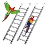 2pcs Parrot Ladders, 9-Step Bird Exercise Toy Play Ladder with Hooks for Cages, Rust-Proof Stainless Steel Climbing Ladder Perch Toy for Parrots Parakeets Cockatoos Lovebirds, Easy to Clean