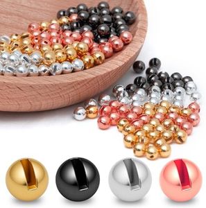 Gainfite 200pcs Fly Tying Tungsten Beads Slotted Nymph Head Ball (4.0mm, 4 Colors) for Fly Tying Materials, Fishing Accessories, Nymph Fishing