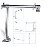 PDPBath Shower Extension Arm, 16" Upgrade Solid Brass Shower Head Shower Head Extender, Adjustable Height Extended with G1/2 Universal Connection for Rain & Handheld Shower Head - Chrome