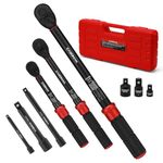 CASOMAN 9-Piece Torque Wrench Set, 1/4 & 3/8 & 1/2 -Inch, 3-25 & 5-60 & 20-230 Nm, Dual-Direction Adjustable, ±3% Accuracy, 72 Teeth Ratchet, CR-V