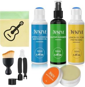 KTKTVE Guitar Cleaning Kit – 8-Pack Complete Care Set with Innovative Sponge Applicator | Guitar Cleaner, Lemon Oil(fretboard oil), Polish Wax, String Cleaner, Winder, Brush & Microfiber Cloth