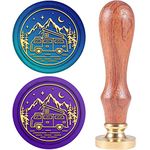 CRASPIRE Car Wax Seal Stamp 25mm Mountain Star Tree Sealing Wax Stamps Retro Wood Removable Brass Head Hunter Hound Mallard for Wedding Invitations Envelopes Halloween Christmas Thanksgiving Packing