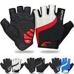 GERZHIUBN Cycling Gloves Gel Padded Half Finger Bike Bicycle Shock-Absorbing Anti-Slip MTB Road Biking Gloves for Men Women,Red