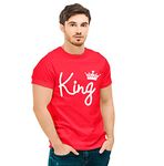 Hangout Hub Men's Round Neck T-shirt King Crown Plain - Style 1 (Red;Large (40) ;) Pack of 1 T-shirt