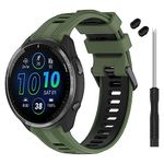 TopPerfekt Band Compatible with Garmin Forerunner 965, Soft Silicone Replacement Watch Band Strap for 965 Smart Watch for Women Men Army Green - Black