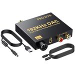 PROZOR 192kHz Digital to Analog Audio Converter Support Dolby AC-3 DTS 5.1CH with Volume Adjustable, Optical to RCA DAC Decoder, Digital DAC Converter SPDIF TOSLINK to Stereo L/R & 3.5mm Jack