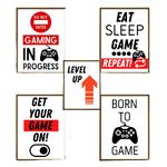 Gaming Posters x5 A4 Gaming Wall Art Prints for Boys Gaming Room Bedroom - Including Eat Sleep Game Repeat & More (No Frame-Prints Only)