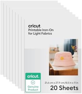 Cricut Printable Iron-On for Light Fabrics, 20 sheets (8.5" x 11") - Print HTV Compatible with Inkjet Printers - For Joy Xtra, Explore, & Maker Machines