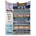 Wife Gifts from Husband, Wife Birthday Gift Ideas, Wedding Anniversary Romantic Gifts for Wife Her, I Love You Gifts for Her, to My Wife Throw Blanket 60"x50"