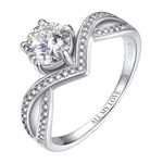 MomentWish Engagement Ring, 1Carat Moissanite Rings for Women, D Color VVS1 Simulated Diamond S925 Sterling Silver Engraved Rings Size-P