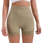 Fshway Women's Gym Shorts Booty Scrunch High Wasit Seamless Sports Shorts Workout Push Up Shorts Cycling Fitness Running Shorts (in, Alpha, M, Regular, OliveGreen)