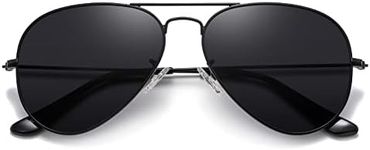 MEETSUN Aviator Sunglasses for Men Women Driving Polarized UV400 Protection Metal Frame(Black Frame-Gray Lens)