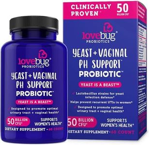 LOVEBUG Yeast + Vaginal pH Support | Clinically Studied Ingredients for Yeast & UTIs | Multi Strain 50 Billion CFU | 60 Capsules