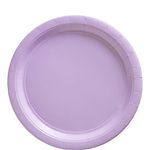 Amscan 650013.04 Party Tableware, Big Party Pack Paper Plates, Party Supplies, Lavender, 50Ct, Purple, 9"