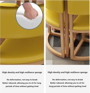 5-Piece Space-Saving Dining Set – Round Metal Table & 4 Leather Chairs for Small Spaces