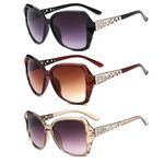 YFHUVB 3 Pcs Women Sunglasses, Women Large Sunglasses Vintage Fashion Ladies Sunglasses UV400 Oversized Sun Glasses Eyewear