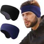 WTACTFUL 2 Pieces Winter Double-Layer Fleece Ear Warmers Muffs Headband Ear Covers for Men Women Ski Running Cycling Hiking Black Blue