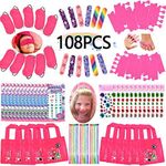 Spa Party Favors for Girls Multiple Spa Party Supplies (12 Tote Bags, 12 MINI Emery Boards,12 Colored Hair Clip Braids, 24 Toe Separators, 12 Body Jewels, 12 Unicorn Nail Decal Sets) with 1 or More
