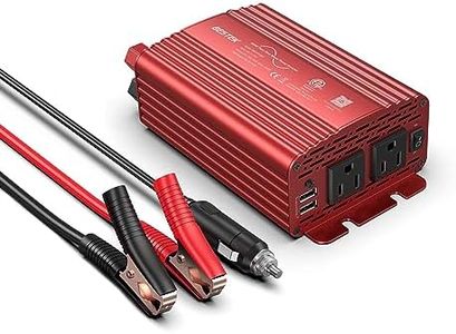 BESTEK 300Watt Pure Sine Wave Power Inverter DC 12V to AC 110V Car Plug Inverter Adapter Power Converter with 4.8A Dual USB Charging Ports and 2 AC Outlets Car Charger