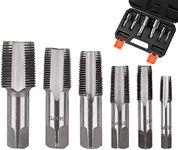 HORUSDY 6-Piece NPT Pipe Tap Set, HSS Threading Tool Sizes Includes 1/8", 1/4", 3/8", 1/2", 3/4" and 1"