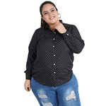 Indietoga Women's Plus Size Casual Crepe Shirts (P10001235_Black Polka Dot Printed_3XL)