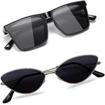 Sheomy Unisex Combo offer pack of 2 shades glasses Rectangle Retro Vintage Narrow Sunglasses Women and Men Small Narrow Square Sun Glasses Combo offer pack of MAVE-005