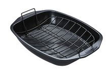 Circulon Ultimum Roasting Tin with Rack - Roasting Trays for Oven Non Stick, Freezer and Dishwasher Safe Carbon Steel Bakeware, Black, 39.4 x 30.7 x 6.5cm