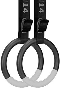 Teamaze Gymnastic Rings with 15 FT Adjustable Straps Non-Slip Gymnastics Rings Pull Up Workout Rings for Home Gym Exercise, Training (Grey)