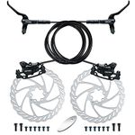 RUJOI Bike Disc Brake Kit, Hydraulic Disc Brake Set with Aluminum Oil Pressure Caliper and Full Aluminum Alloy Bicycle Brake Lever, 2 pcs 160mm Rotor, Pad Adjuster for Road Bike, Mountain Bike.