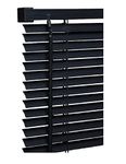 90cm x 150cm Size - Black Colour - Plain PVC window Venetian Blinds - 25mm Slats - Included Open/Close Wand Control Mechanism