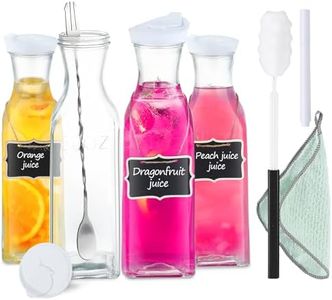 Visivessel 4 Pcs Large Glass Carafe with Lid 50oz Glass Carafe for Mimosa Bar water carafe with lid Juice Carafe for Party Iced Tea Juice Lemonade