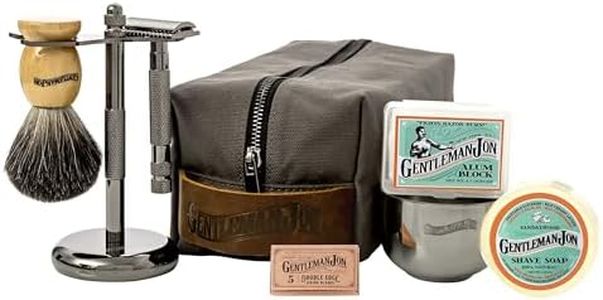 Gentleman Jon Deluxe Vintage Wet Shave Grooming Set for Men - Safety Razor, Brush, Alum Block, Soap, Bowl, Blades, Stand & Dopp Kit