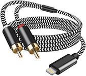 [MFi Certified] WLTASUY 6.6FT Lighting to RCA Cable Audio Aux Adapter, 2-Male Y Splitter Audio Cord Compatible with i-Pad, i-Phone 13 Pro for Amplifier, Car, Home Theater, Speaker ect